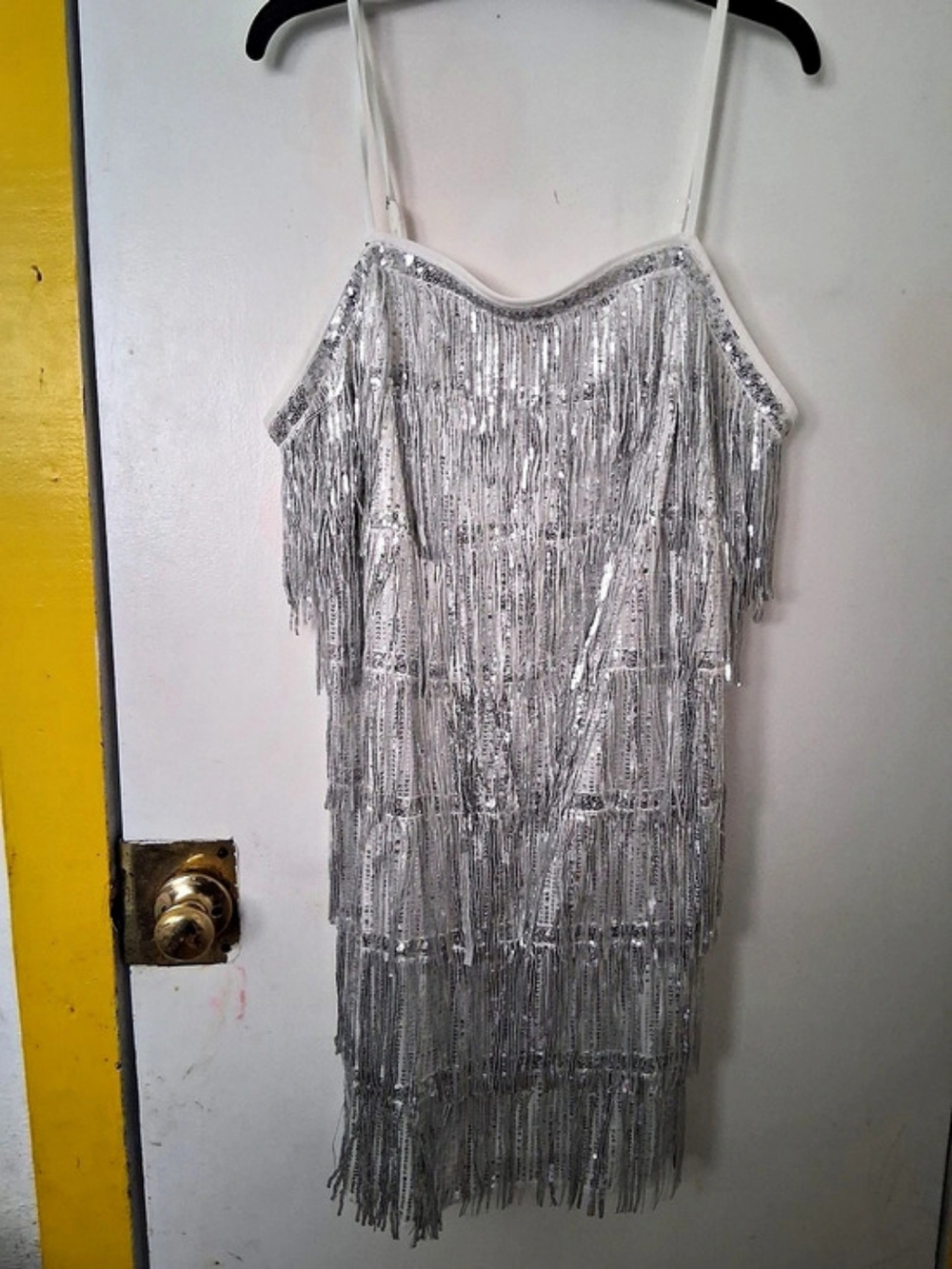 SHEIN Silver Fringe Mini Dress Size XL Like New